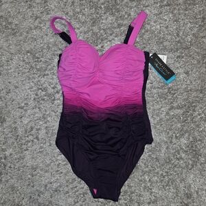 Pink Ombre Ruched Swimsuit